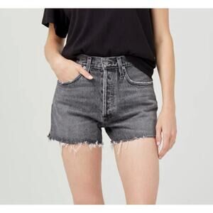 AGOLDE Dee Hi Rise Denim Cut-off Short Sz 24 NWT Black Gray Denim Distressed